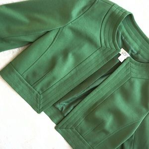 Ann Taylor Loft Cropped Open Front Green Blazer